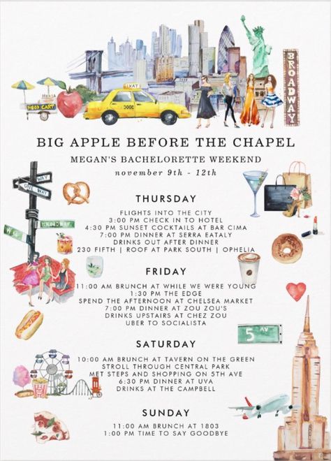 Nyc Bridal Shower Theme, Big Apple Before The Chapel, Nyc Bachelorette Party Ideas, Philadelphia Bachelorette Party, New York Bachelorette Party Ideas, Champs In The Hamps Bachelorette, Bach Trip Itinerary, Nyc Bachelorette Theme, Bachelorette In New York City