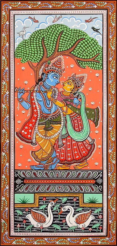 Odisha Pattachitra, Patachitra Art, Krishna Watercolor, Divine Couple, Phad Painting, Radha And Krishna, Ancient Indian Art, Buddhist Art Drawing, Bengali Art