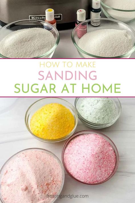 Sugaring At Home, Colored Sugar Diy, Sanding Sugar, Sanding Sugar Cookies, Sanding Sugar How To Make, How To Make Edible Sand For Cake, Kid Friendly Dessert, Parchment Paper Baking, Gel Food Coloring