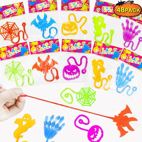 Halloween Treats Goodie Bags Stuffer Fillers for Kids(48 PCS),Bulk Halloween Sticky Hands Toys Gifts Halloween Treats Non Candy, Kids Party Goodie Bags, Kids Halloween Birthday Party, Halloween Birthday Party Decorations, Sticky Hands, Birthday Pinata, School Halloween Party, Halloween Goodie Bags, Pinata Party