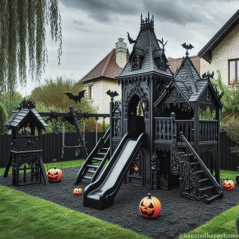 All Posts • Instagram Gothic Garden Decor, Gothic Backyard, Third Degree Burn, Black House Decor, Play Area Backyard, Spooky Home Decor, Spooky Home, Goth Home Decor, Goth Home