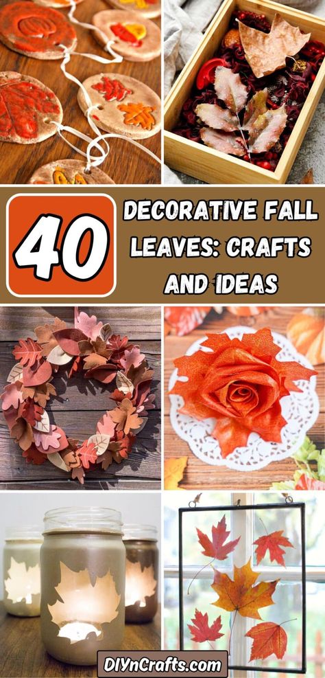 40 Decorative Fall Leaves: Crafts and Ideas Fall Leaves Crafts, Fall Leaf Crafts, Leaves Crafts, Fall Candle Centerpieces, Leaf Art Diy, Fall Foilage, Fall Craft Ideas, Fall Leaf Decor, Autumn Leaves Craft