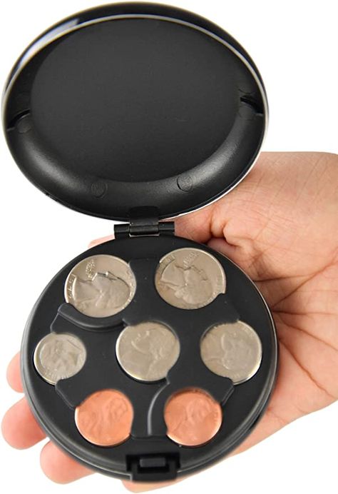 Amazon.com : HOME-X Coin Dispenser, Hard Case Organizer and Storage for Coins, Small Money Sorter and Coin Holder for Collectors, 3 ¼" D x 1 ¼" H, Black : Office Products Car Favorites, Coin Sorter, Money Organizer, Coin Organizer, Coin Jar, Penny Pinching, Key Tray, Car Storage Box, Euro Coins