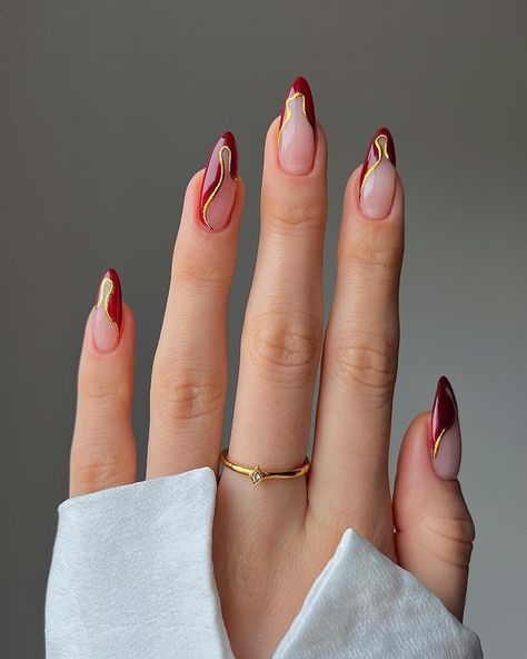 Cool Nails 2024, 2024 Nails Summer, Red Nails Inspo Almond, Red Dress Nails Ideas, Grad Nails Almond, Cherry Red Nails Almond, Nails For A Red Dress, 2024 Nail Ideas, Nails Ideas For Wedding