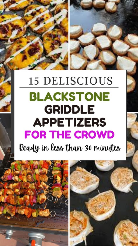 Discover Blackstone Grill Appetizers perfect for feeding a crowd! From crispy appetizers to savory finger foods, these easy-to-make recipes will delight your guests at any gathering. Griddle Appetizers, Appetizer For Party, Grilled Appetizers, Appetizers On Blackstone Griddle, Blackstone Appetizer Recipes Blackstone Griddle Sandwiches, Easy Recipes For Blackstone Grill, Tailgate Blackstone Recipes, Grilled Snacks Appetizers, Blackstone Football Food, Griddle Recipes For A Crowd, Flat Iron Griddle Recipes, Blackstone Recipes Dessert, Blackstone Grill Appetizers