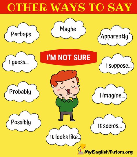 Ways to Say I'M NOT SURE English Collocations, English Phrases Idioms, English Learning Spoken, Conversational English, English Phonics, English Verbs, Interesting English Words, English Idioms, English Language Teaching