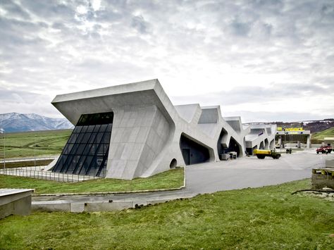 Potty #ExpediaWanderlust.  J. MAYER H. Designs Series of Highway Rest Areas in the Caucasus Republic of Georgia Infrastructure Architecture, Georgia Country, Concrete Architecture, City Planner, New Architecture, Rest Area, Architectural Practice, Structure Architecture, Site Plan