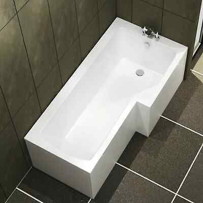 (eBay) 1700 X 850mm Left Hand L-Shaped Square Shower Bath Tub Bath Side Panel, Square Bathtub, Royal Bathroom, L Shaped Bath, Space Saving Design, Bath Panel, Bath Screens, Family Bathroom, Bathroom Layout