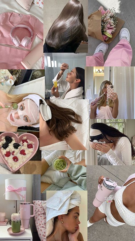 Selfcare Collage, Skincare Moodboard, Selfcare Era, Skincare Vibes, Skincare Motivation, Haut Routine, Skincare Selfcare, Pink Lifestyle, Pretty Pink Princess