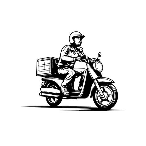 Delivery boy silhouette | Premium Vector #Freepik #vector #fast-delivery #delivery-logo #express #delivery Delivery Logo Design, Delivery Icon, Delivery Logo, Delivery Boy, Super Mario Bros Party, Boy Silhouette, Mario Bros Party, Express Logo, Boy Illustration