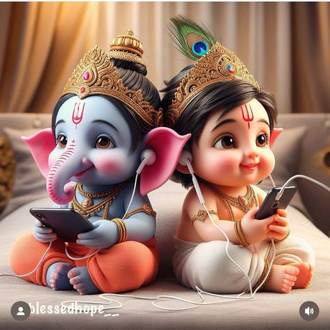 Ganpati And Krishna Together, Krishna Cute Pics Cartoon, Cute Bappa Images, Ganpati Bappa Cute Images, Pillayar Images, Baby Ganesha Cute, Baby Shiva Images, Baby Ganesha Murti, Cute Murugan Images