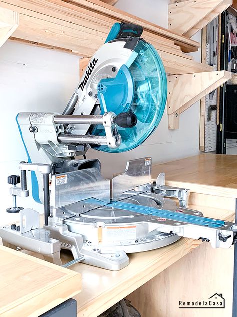 Makita 12 in. Dual-Bevel Sliding Compound Miter Saw with Laser Compound Miter Saw Station, Makita Tool Storage, Mobile Miter Saw Station, Woodworking Space, Miter Saw Bench, Mitre Saw Dust Collection, Miter Saw Station, Working Station, Saw Station