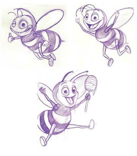 honey bee character design by EMRE CAN ALP, via Behance Animals Character Design, Butterfly Character, Bumblebee Character Design, Bee Cartoon, Bee Creature Design, Bee Drawing Cartoon, Bee Character, Honey Bee Character Design, Bee Character Art