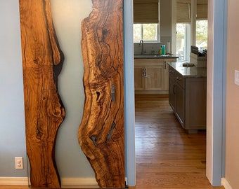 Artistic Doors, Hanging Doors, Evergreen House, Live Edge Epoxy, Custom Barn Doors, Wood Barn Door, Contemporary Doors, Custom Doors, Double Frame