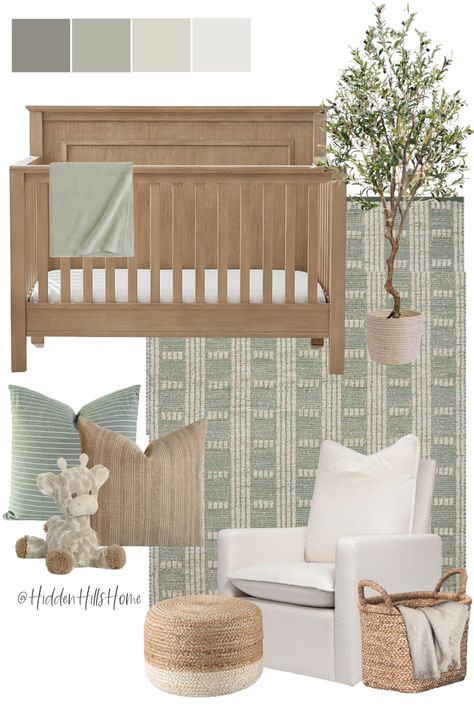 Gender neutral nursery decor ideas with green tones Tilly Upholstered Bed, Organization Nursery, Cozy Baby Room, Baby Nursery Inspiration, Themed Rooms, Baby Room Neutral, Baby Room Themes, Baby Nursery Neutral, Nursery Closet