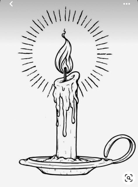 Witch Candle Drawing, Creepy Candle Tattoo, Vintage Candle Tattoo, Simple Candle Tattoo, Candle Illustration Drawing, Candles Tattoo Design, Candle Stick Tattoo, Candlestick Tattoo, Tattoo Candle