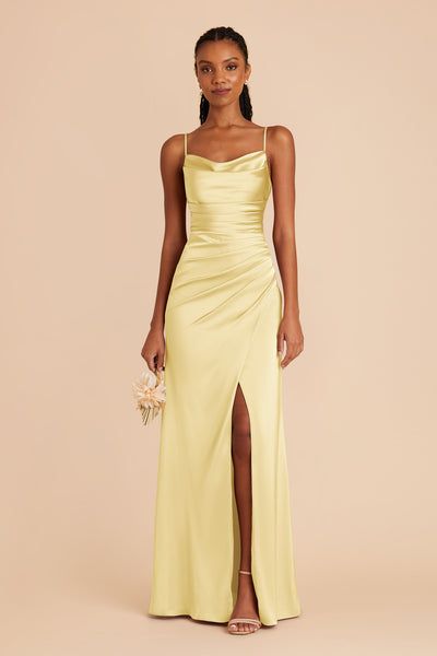 Lydia Dress Golden Yellow Prom Dress, Formal Dresses Long Yellow, Yellow Bridesmaid Dresses Black Women, Pastel Yellow Long Dress, Light Yellow Prom Dress Long, Yellow Homecoming Dresses Long, Yellow Long Dress Formal, Long Dress Hoco, Prom Dresses Light Yellow