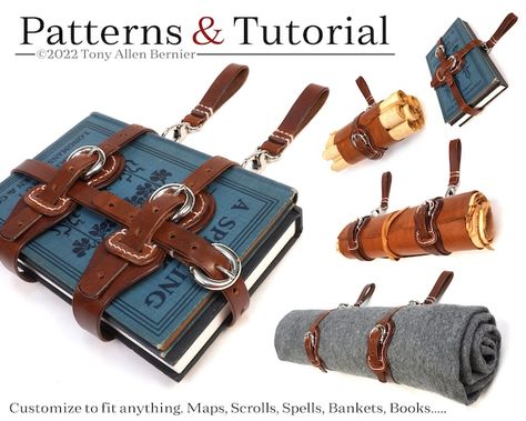 TonyAllenBernier - Etsy Diy En Cuir, How To Make Leather, Leather Patterns, Fair Outfits, Book Holder, Leather Book, Cosplay Tutorial, Cosplay Diy, Book Holders