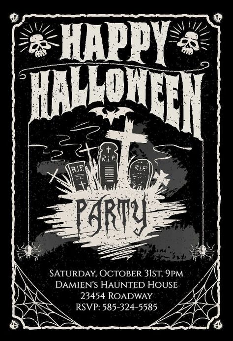 Really Into Parties - Invitación De Halloween #invitations #printable #diy #template #Halloween #party Emoji Party Invitations, Halloween Invitaciones, Printable Halloween Invitations, Invitations Halloween, Hallowen Party, Halloween Invitation Template, Halloween Party Poster, Halloween Party Flyer, Invitations Template