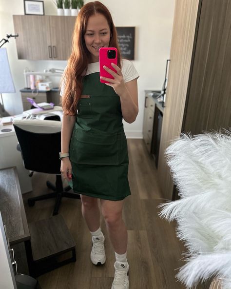 Comment SHOP below to receive a DM with the link to shop this post on my LTK ⬇ https://liketk.it/4I828 Nail technician work outfit. Ordered this apron from Amazon. Love the quality and the color 💚 #ltkseasonal #ltkstyletip #ltkworkwear Nail Tech Apron, Nail Tech Outfits, Tech Outfit, Russian Manicure, Nail Technician, Perfect Nails, Nail Tech, Work Outfit, Apron