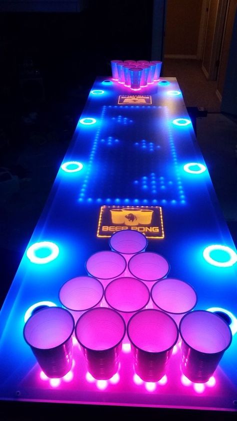 Led Beer Pong Table, 17 Doğum Günü, 17. Geburtstag, 21 Party, House Party Decorations, Neon Birthday Party, Glow Birthday Party, Fest Temaer, Blacklight Party