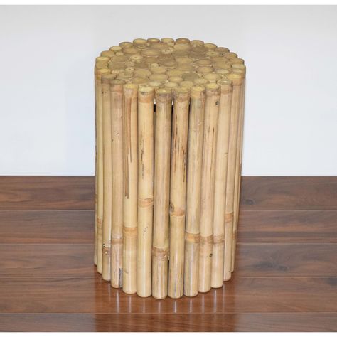 Bamboo54 Rustic 12-in. Round Bamboo Side Table - 5897 Bamboo Furniture Diy, Bamboo Side Table, Rustic End Tables, End Table Wood, Bamboo Decor, Bamboo Construction, Diy End Tables, Bamboo Table, Bamboo Garden