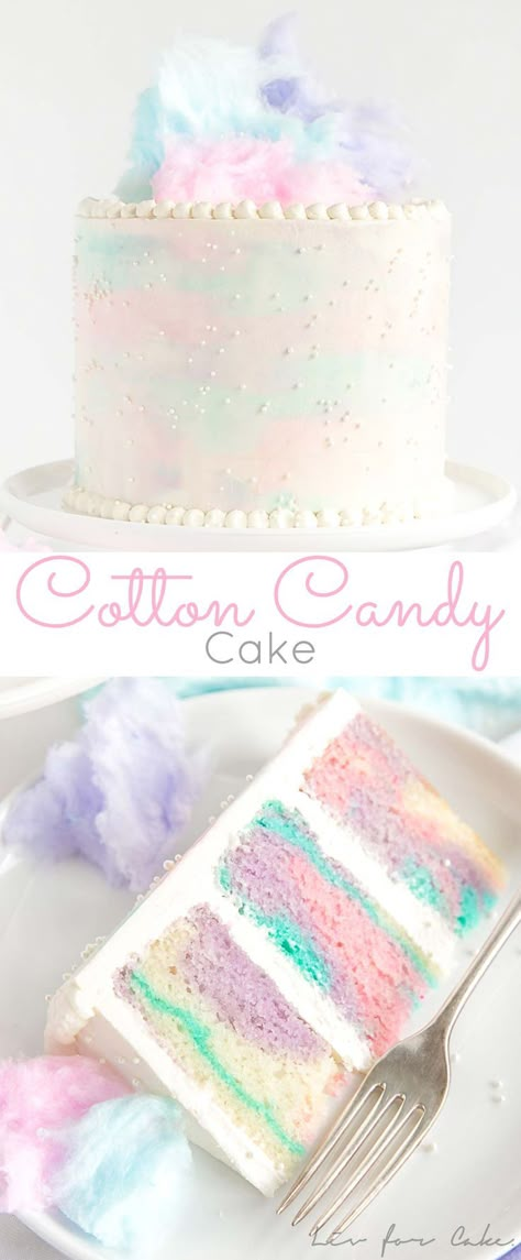 Checked Cake Inside, Mermaid Cake Flavors, Cotton Candy Birthday Party Decorations, Candy Cake Ideas Birthday Diy, Cotton Candy Birthday Party Ideas, Cotton Candy Cake Ideas, Trendy Cake Designs 2023, Pastel Birthday Cake Ideas, Light Fluffy Cake