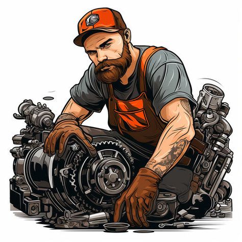 Ultra HD Mechanic Clipart in Chiaroscuro Art Style Style Mechanic Background, Pablo Escobar Poster, Motorcycle Mechanic, Chiaroscuro Art, Mechanical Art, Mechanic Tools, Mascot Design, Boy Photography Poses, Mechanical Design