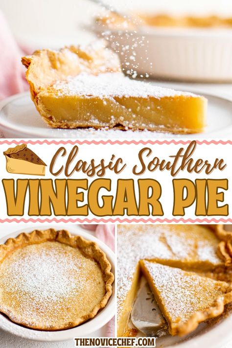 Vinegar Pie Recipe, Vinegar Tarts, Sugar Crème Pie, Deep Dish Pie, Old Fashion Pies, Vinegar Pie Old Fashioned, Vinegar Pie, Southern Pies, Cinnamon Pie