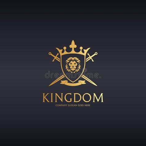 Kingdom. Lion shield logo vector illustration Kingdom Logo, Lion Shield, Hunter Logo, Text Illustration, Illustration Logo, Shield Logo, Company Slogans, Text Color, Logo Templates