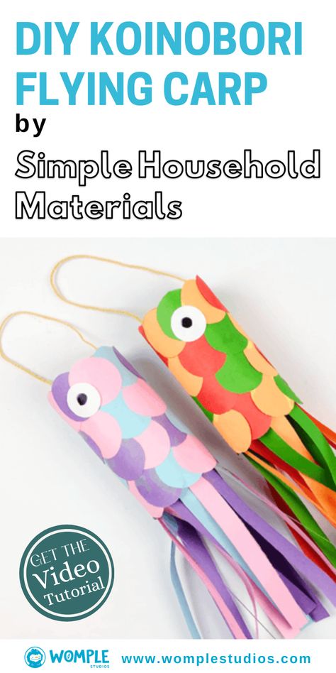 Japan For Kids, Kites Craft, Asian Crafts, Japanese Kids, Japan Crafts, Boys Day, World Thinking Day, Japanese Fish, Fish Crafts