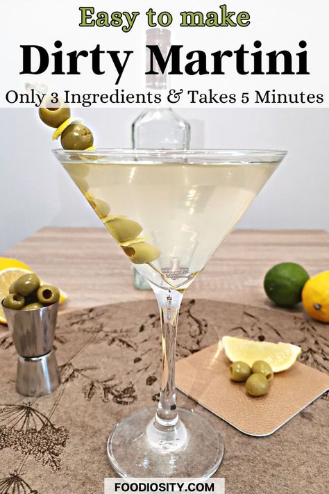 Extra Dirty Gin Martini Recipe, Dirty Martini Recipe With Gin, Dirty Martini Recipe Vodka No Vermouth, Gin Martini Recipes Dirty, Dirty Vodka Martini Recipe, Extra Dirty Martini Recipe, Grasshopper Martini, Gin Martini Recipes, Best Dirty Martini Recipe