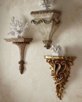 Corbel Wall Shelf - Ideas on Foter Corbel Shelves, Decorative Wall Shelves, Baroque Wall, Corbel Shelf, Wooden Corbels, Wall Scones, Wood Corbels, Designer Wall, Home Altar