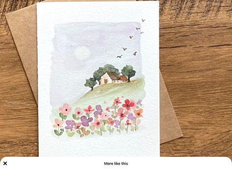 Watercolor Postcards Ideas, Watercolor Words, Watercolor Postcards, Watercolor Collage, Watercolor House Painting, Watercolor Art Landscape, Watercolor Postcard, Art Sketches Doodles, Watercolor Paintings For Beginners