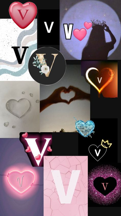 Pictures of the letter V and some hearts too Cute Baddie Pfp, V Letter Images, V Wallpaper, Creative Snaps For Snapchat, Best Couple Pics For Dp, Jelly Wallpaper, Photo Letters, Cute Mobile Wallpapers, Aesthetic Letters