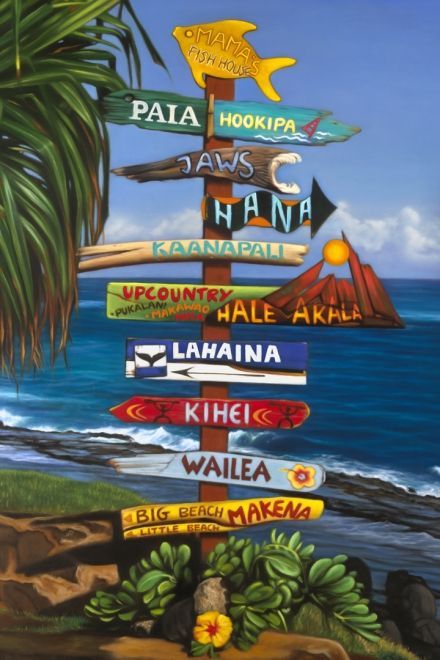 Budget Worksheet, Hawaiian Travel, Hawaiian Art, Aloha Hawaii, Sign Post, Beach Signs, Hawaiian Islands, Maui Hawaii, Vintage Beach