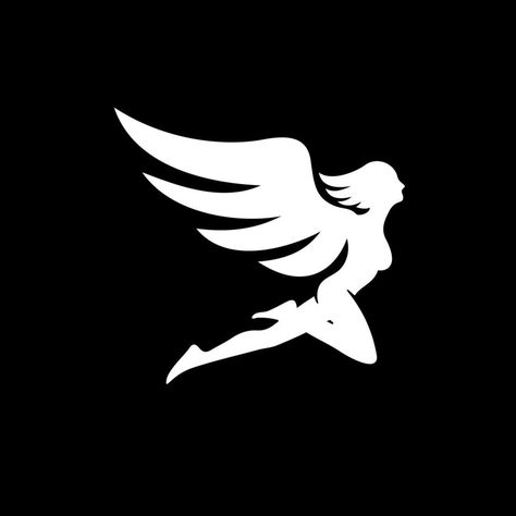 Angel silhouette vector can be used as logo, tshirt graphic, or any other purpose. Angel Logo Design, Angel Pfp, Angel Icon, Angel Logo, Angel Silhouette, Seraph Angel, Angel Vector, Free Angel, Logo Tshirt