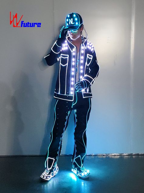 Led Outfit, Glow Costume, Punk Costume, Light Balance, Light Up Costumes, Led Costume, Men Fashion Week, Future Costume, Led Dress