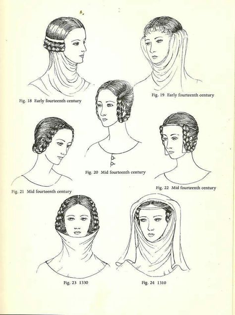 Medieval hair styles -14th century 14th Century Hairstyles, 14th Century Clothing, Historical Hairstyles, Medieval Hairstyles, Medieval Life, Medieval Costume, Medieval Period, Medieval Times, Century Clothing