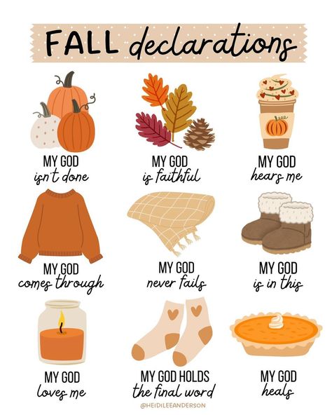 I mean, is it or is it not fall?😂 When does it technically start + do you even call it fall 🍂 when it’s STILLSOHOT?🥵 (I’m talking 82° here in MN🤪🫣) But here’s my idea ➡️ wouldn’t it be fun if everytime we sipped on our 🎃 latte, we remembered our God hears us? Or forking our way through the 🥧 tin thinking, “my God heals”?🤣 IDK JUST AN IDEA OK. All in all, as we head into autumn + do all the fall things🍂, let’s carry forward these truths into the season too. 👉Which one in particular stands o... Godly Encouragement, Christian Fall, Activity Director, Teaching Quotes, God Heals, Christian Relationships, Fall Things, Christian Bible Study, Christian Relationship Advice