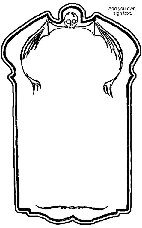 Cemetery Sign Coffin Coloring Pages, Victorian Tombstone, Gravestone Graphics, Tombstone Template, Cemetery Sign, Halloween Template, Tombstone Designs, Halloween Frame, Halloween Graveyard