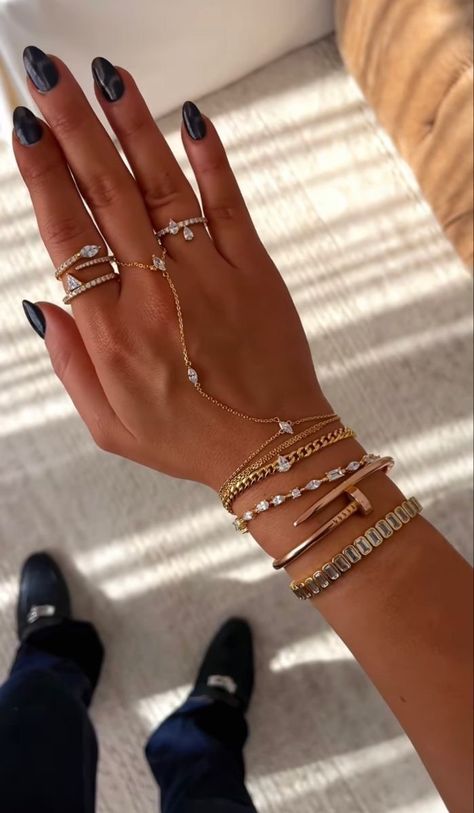 Luxury Ring Stack, Jewelry Stacking Bracelet, Stacked Rings Aesthetic, Arm Candy Bracelets, Wrist Stack, Bracelets And Rings, Expensive Jewelry Luxury, Wrist Jewelry, Luxe Jewelry