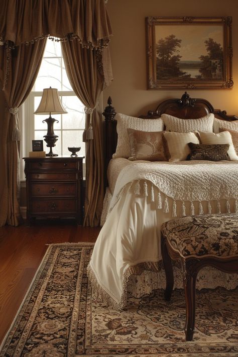 29 Romantic Bedroom Ideas 23 Refined Furniture, English Bedroom, Glamour Bedroom, Tuscan Bedroom, Colonial Bedroom, Romantic Bedroom Ideas, Ethereal Romantic, Sheridan Wyoming, Glamourous Bedroom