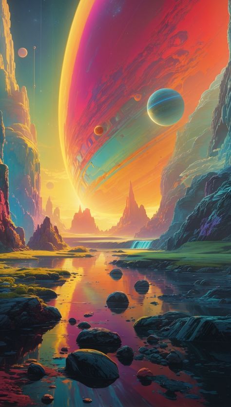 Imaginary Planet Ideas, Tropical Planet Concept Art, Weird Landscapes Art, Space Environment Concept Art, Alien Planet Aesthetic, Alien Landscape Concept Art, Alien Worlds Landscape, Alien Planet Landscapes, Alien Planet Concept Art