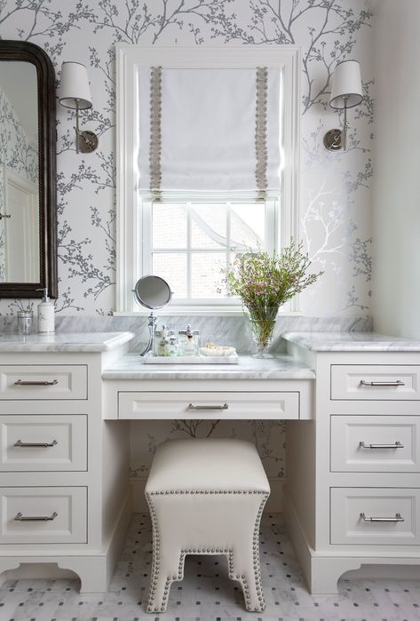 Bathroom Makeup Vanity Ideas, Bathroom Makeup Vanity, Makeup Vanity Ideas, Vanity Nook, Bathroom Makeup, Bathroom With Makeup Vanity, Bathroom Plan, Glass Shower Enclosures, Vanity Ideas