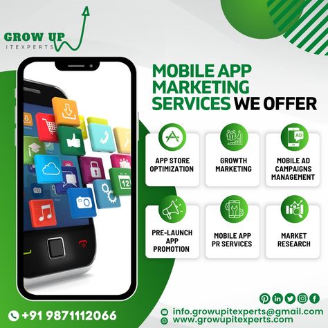 Mobile App Makerting Services We Offer ➡ App Store Optimization ➡ Growth Marketing ➡ Mobile App Campaigns Management ➡ Pre-Launch App Promotion ➡ Mobile App Services ➡ Market Research For More Info: 📞:+91 9871112066 📩:info.growupitexperts@gmail.com http://growupitexperts.com . . #mobileapp #application #software #mobileappservices #digitalmarketing #digitalmarketingagency #marketing #mobileapplication #digital #socialmediamarketing #appdesign #appdevelopment #development #socilamediasuccess App Promotion Design Social Media, New App Launch Creative Ads, Mobile App Promotion, Mobile App Creative Ads, Mobile App Development Creative Ads, Digital Marketing Services Creative Ads, Service Ads, Product Post, Ad App