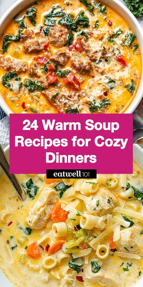 24 Best Soup Recipes for Cozy Dinners - #soup #recipes #eatwell101 - The best soup recipes from our recipe index! From chicken soups to pasta soups and more, these recipes for easy soups will warm you up from the inside! Warm Soup Recipes, Cozy Dinners, Hearty Soup Recipes, Best Soup, Winter Soup Recipe, Comfort Soup Recipes, Homemade Soup Recipe, Fall Soup Recipes, Crockpot Soup Recipes