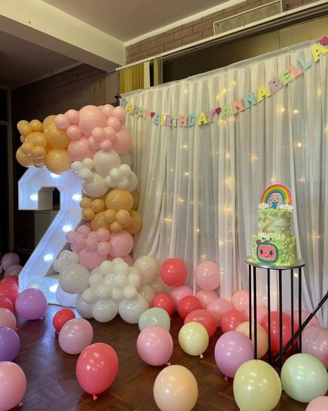 Second Birthday Party Decorations, 2 Year Birthday Decoration Ideas, Birthday Party Ideas For 2 Year Girl, Birthday Backdrop Ideas Kids, 2year Birthday, Two Year Old Birthday Party Themes, 2 Year Birthday Theme Girl, Toddler Birthday Decorations, 2nd Birthday Party Ideas