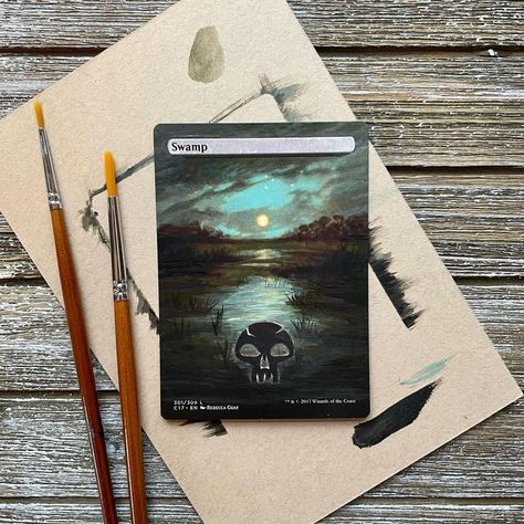 Mtg Swamp Art, Magic The Gathering Aesthetic, Rebecca Leveille, Magic The Gathering Artwork, Mtg Alter, Altered Cards, Mtg Altered Art, Alt Art, Mtg Art