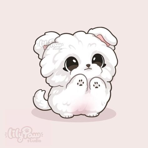 Cute Kawaii Dog Drawings, Paw Drawing, Cute Dog Drawing, Baby Animal Drawings, Puppy Drawing, Cute Animal Drawings Kawaii, Cute Doodles Drawings, Cute Kawaii Drawings, Chibi Drawings